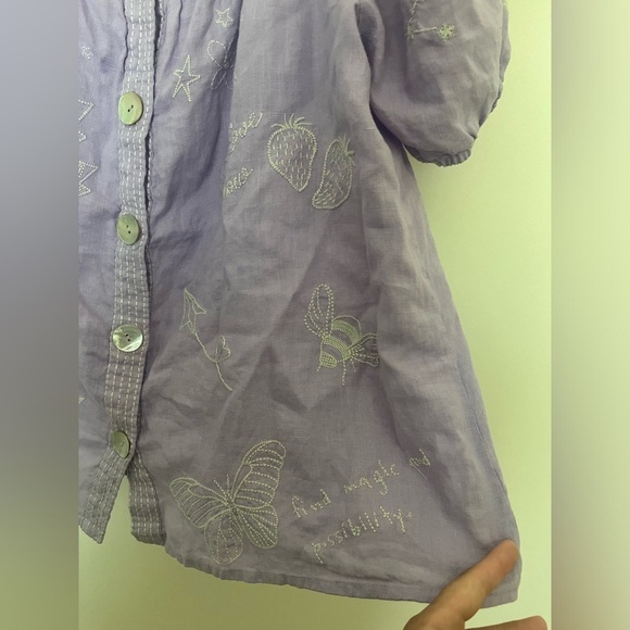 Johnny Was Sovanna Wander top linen lilac - Picture 12 of 13